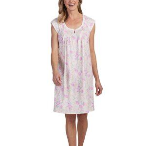 #798 Miss Elaine Women's Sleeveless Floral Nightgown - Pink Floral